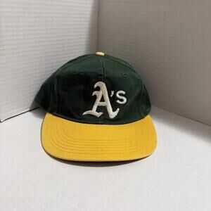 Vintage 90s Oakland Athletics MLB Snapback Hat Green Youth OS Boy's
